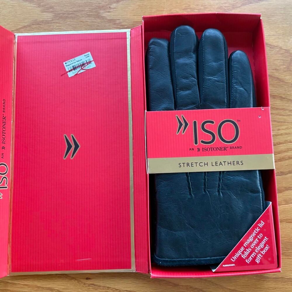 New Old Stock Vintage 2006 Womens Isotoner Stretch Leather Gloves NIB M/L
